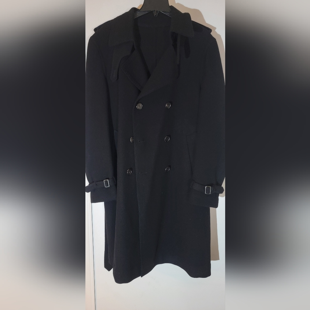 Elegant Black Double-Breasted Pea Coat for Men